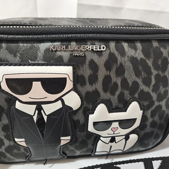 NWT Karl Lagerfeld Paris Maybelle Crossbody Camera Style Bag Leopa - Picture 3 of 9